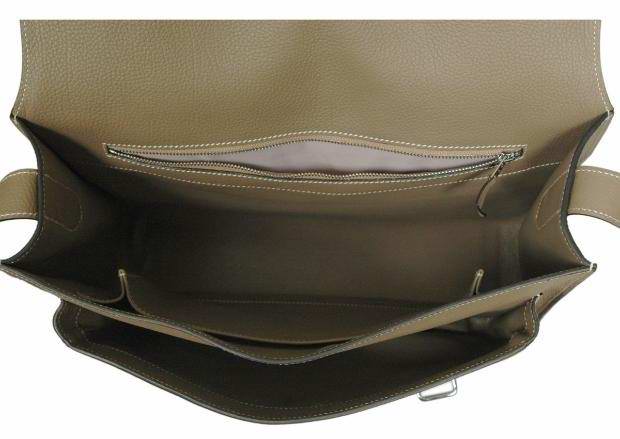 Hermes Steve ere Togo Leather Messenger Bag Grey 92111 On Sale - Click Image to Close